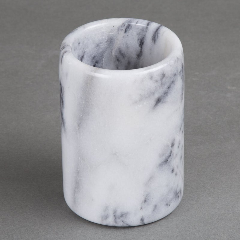 Creative Home Solid Natural Marble Pen Holder â€“ Heavyweight Pencil Cup Organizer for Desk, Vanity, or Bathroom, 3.3" Diameter x 4.5" Height, Off-White with Unique Stone Patterns - Image 2